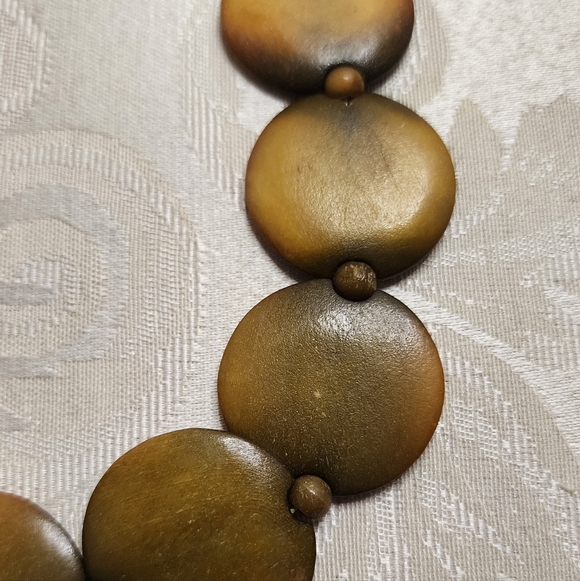 VINTAGE TAGUA NUT DISC NECKLACE NATURAL VEGETABLE IVORY BOHO ARTISAN - Picture 2 of 8